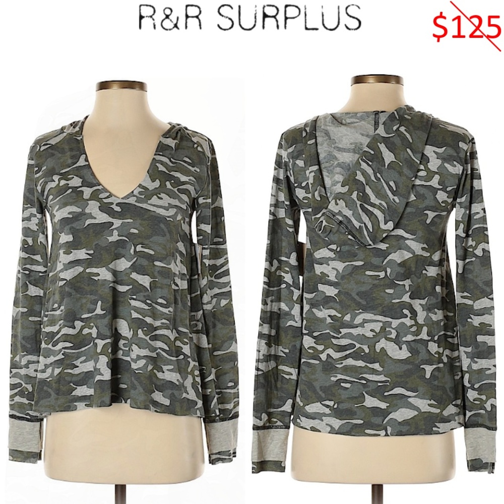 NWOT R&R Surplus Pullover Camo Hoodie w Thumbholes